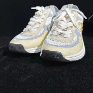 CHANEL Beige and Light Gray Sneakers